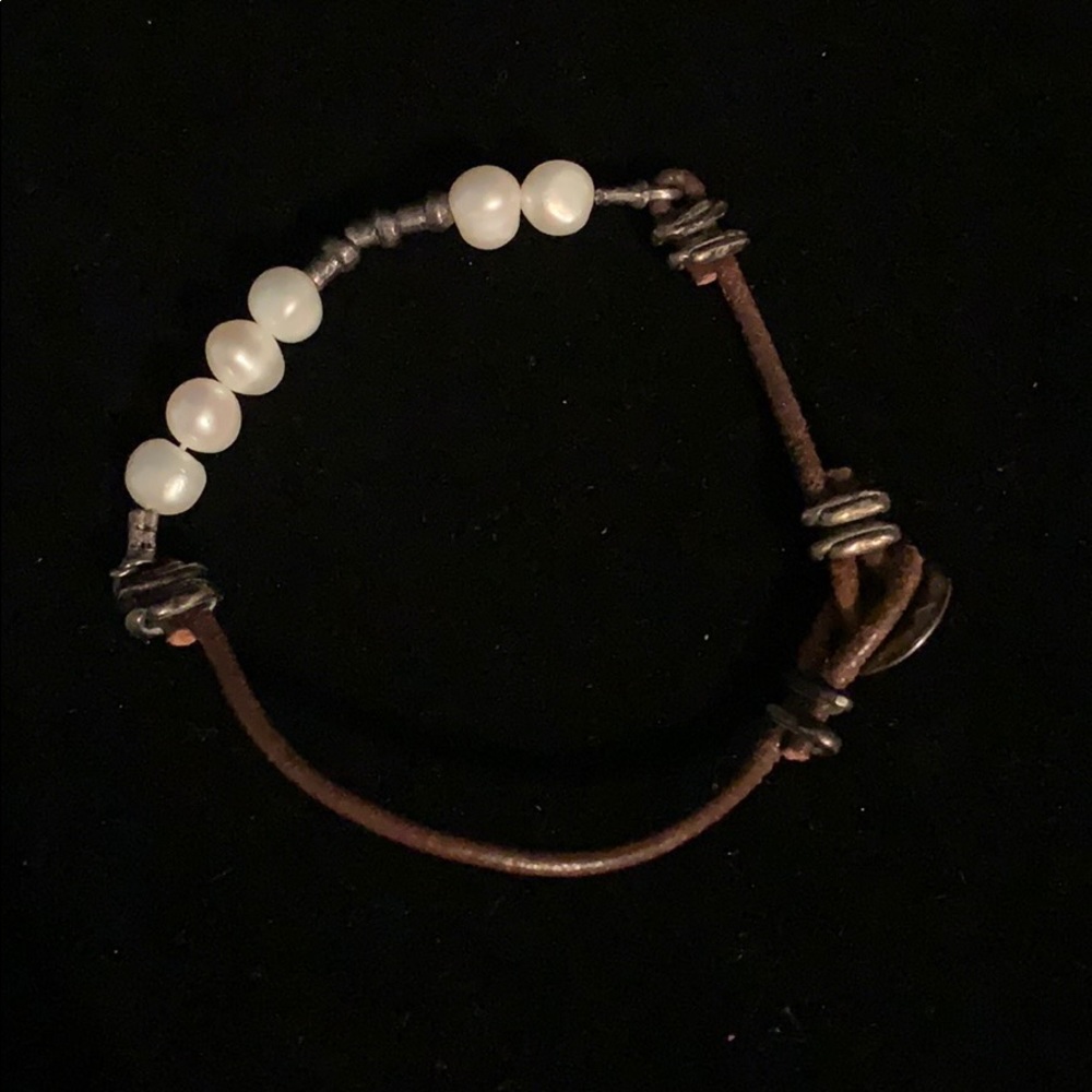 Silpada Brown Leather and Pearls Bracelet
